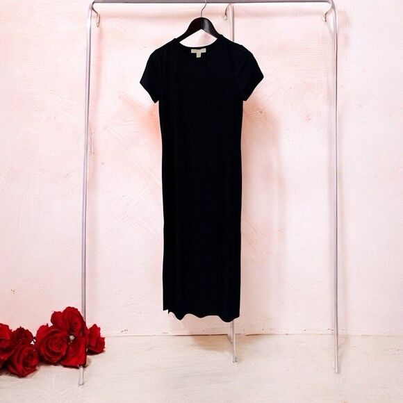 Michael Kors NWT Black T-shirt Maxi Dress With Side Slits Size S - Picture 2 of 4